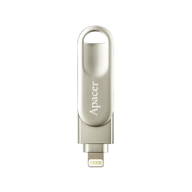 Флеш-накопитель Apacer AH790 64 GB USB 3.1 Lightning серебристый металл для iPhone iPad - зображення 5