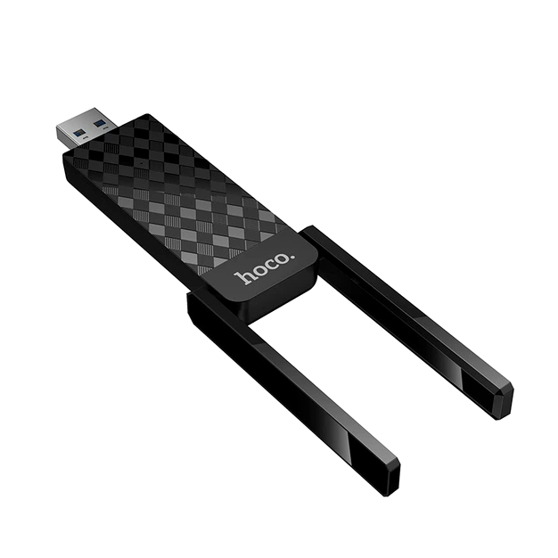 Адаптер WiFi Hoco USB WiFi6 286 Мбит/с Dual Antenna Черный - изображение 6