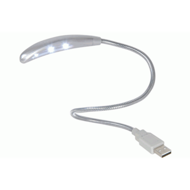 Лампа USB гибкая LED мини-подсветка для ноутбука серебристая 3 светодиода - Фото 1 Лампа USB гибкая LED мини-подсветка для ноутбука серебристая 3 светодиода - изображение 1