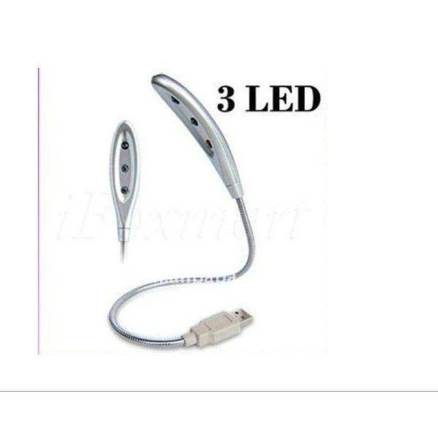 Лампа USB гибкая LED мини-подсветка для ноутбука серебристая 3 светодиода - Фото 2 Лампа USB гибкая LED мини-подсветка для ноутбука серебристая 3 светодиода - изображение 2