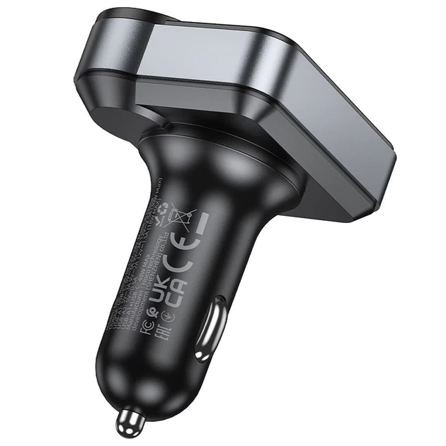 Трансмітер автомобільний Hoco E86 Bluetooth 2 x USB A + USB C QC3.0 PD 48W Black (6942007646956) - Фото 2 Трансмітер автомобільний Hoco E86 Bluetooth 2 x USB A + USB C QC3.0 PD 48W Black (6942007646956) - зображення 2