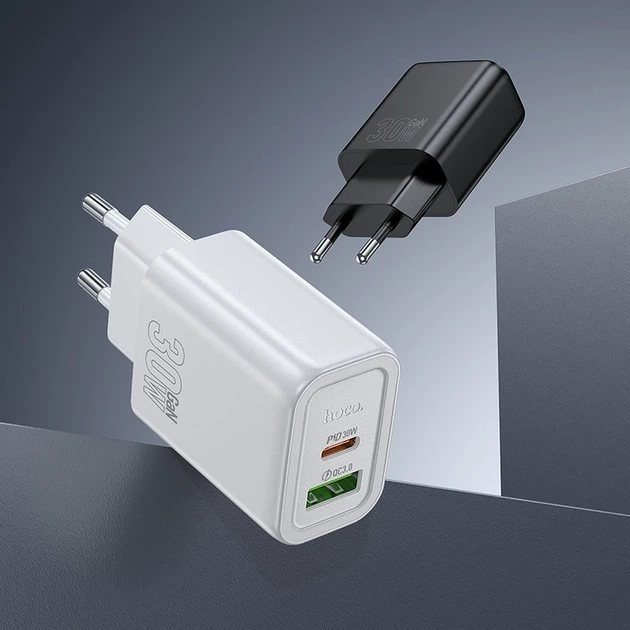 Сетевое зарядное устройство Hoco N63 USB A + USB C QC3.0 PD 30W White (6942007648806) - изображение 4