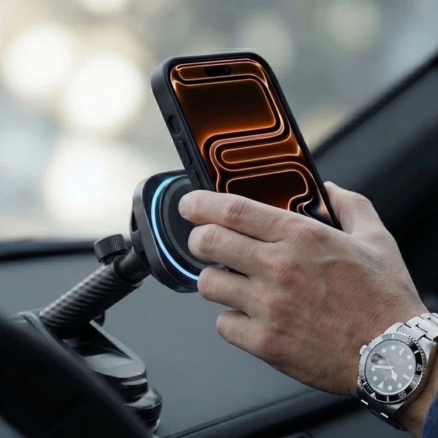 Автодержатель Tech-Protect V20 ArcticBoost Magnetic Dashboard & Vent Wireless Charger 25W Qi2.2 Black (5906302392995) - изображение 6