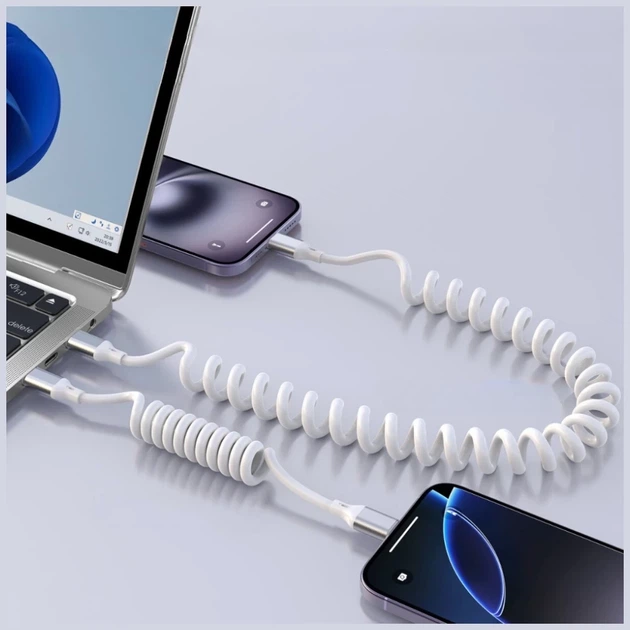 Кабель 4smarts спіральний USB-C до USB-C 240 W White (4252011912247) - зображення 3