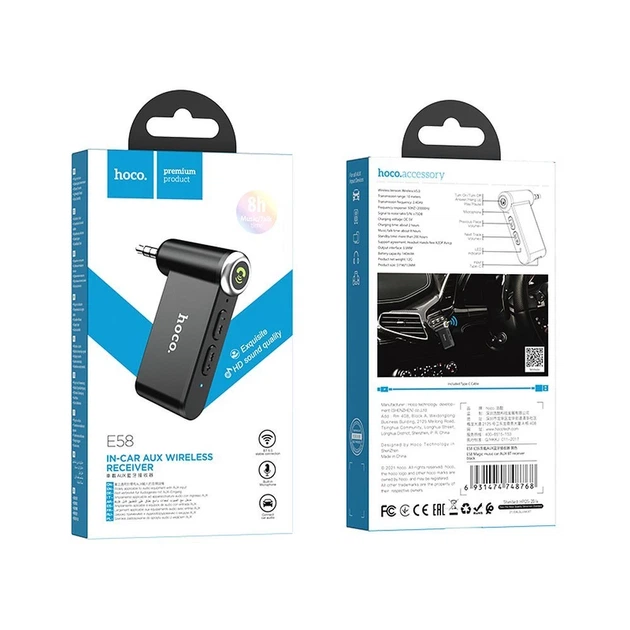 Приймач AUX Hoco Bluetooth Jack 3.5 mm E58 Black (6931474748768) - зображення 7