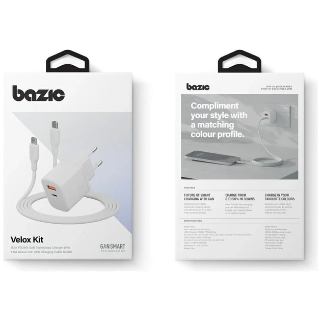 Ładowarka Energea Bazic Goport Velox Kit GaN 35W z kablem White (8885020102543) - obraz 7