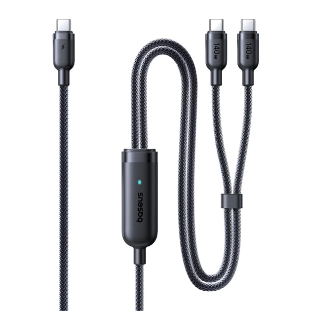 Кабель Baseus Flash 4 140W 2в1 USB-C до USB-C + USB-C 1.5 м Black (6942521200658) - Фото 1 Кабель Baseus Flash 4 140W 2в1 USB-C до USB-C + USB-C 1.5 м Black (6942521200658) - зображення 1
