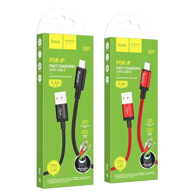 Кабель Hoco X89 USB-A to Lightning 2.4A 1м Black (6931474784322) - Фото 6 Кабель Hoco X89 USB-A to Lightning 2.4A 1м Black (6931474784322) - изображение 6