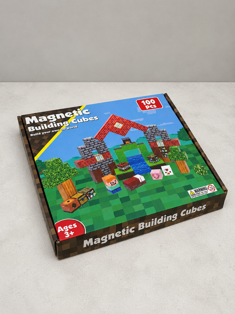 Магнітний конструктор Minecraft 100 кубиків Магнітні блоки в стилі Майнкрафт Будиночок у лісі - зображення 7