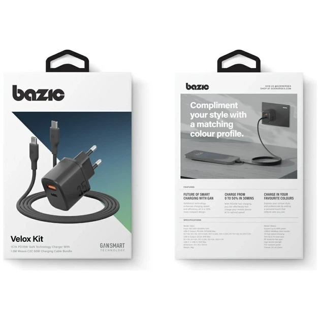 Ładowarka sieciowa Energea Bazic GoPort Velox Kit GaN 35W z kablem Black (8885020102536) - obraz 7