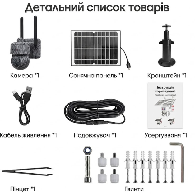 Вулична поворотна IP камера Sectec ST-557-6M-12X-4G-EU зум із сим-картою та сонячною панеллю камуфляж - зображення 10