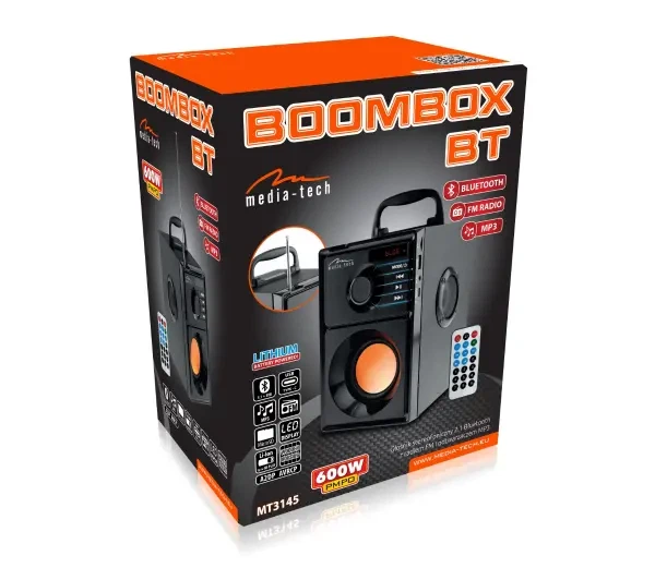 Bluetooth-колонка Media-Tech BOOMBOX BT MT3145 15W Радіо FM Чорний - Фото 9 Bluetooth-колонка Media-Tech BOOMBOX BT MT3145 15W Радіо FM Чорний - изображение 9