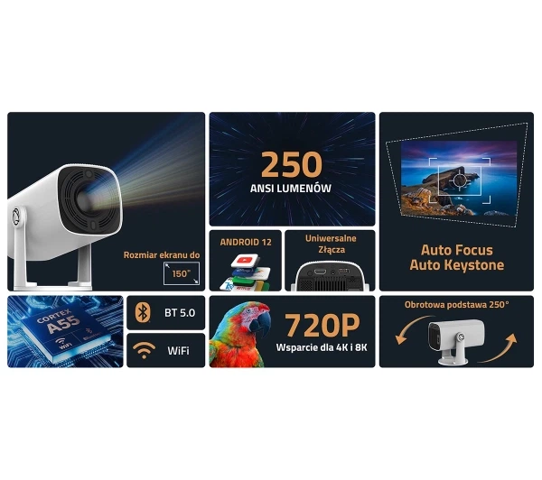Проектор Manta MultiVision Mini Portable PMA202A24 LED HD Ready Wi-Fi Bluetooth Android + MNH02 Olympic II - Фото 4 Проектор Manta MultiVision Mini Portable PMA202A24 LED HD Ready Wi-Fi Bluetooth Android + MNH02 Olympic II - изображение 4