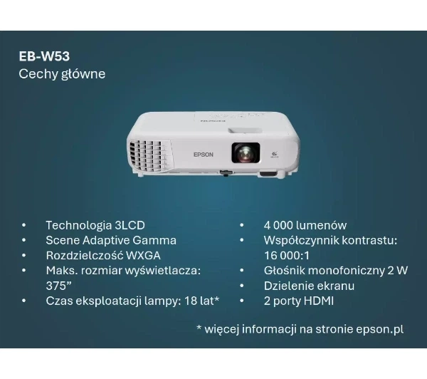 Проектор Epson EB-W53 3LCD WXGA - Фото 8 Проектор Epson EB-W53 3LCD WXGA - зображення 8