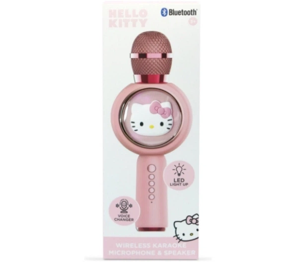 Мікрофон з динаміком Bluetooth OTL Technologies Hello Kitty PopSing LED підсвічування бездротове караоке 5W світло-рожевий - изображение 2