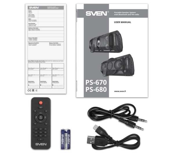 Bluetooth-колонка Sven PS-670 65W Радіо FM Чорний - Фото 2 Bluetooth-колонка Sven PS-670 65W Радіо FM Чорний - зображення 2