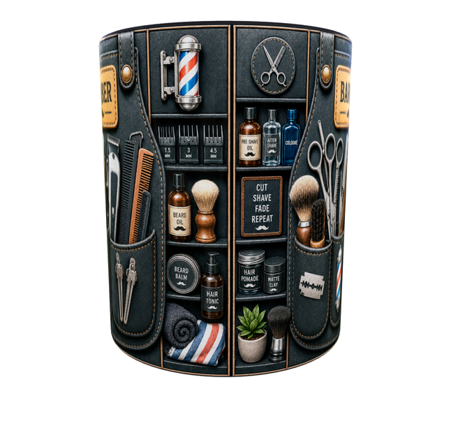 Кружка (чашка) с принтом Barber Organizer – Professional Organizer Collection | Подарок барберу, парикмахеру | Керамическая 330 мл(черная ручка) - изображение 5