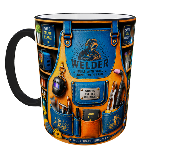 Кружка (чашка) з принтом "Welder" із серії Professional Organizer Collection – подарунок зварювальнику, електрозварнику | Керамічна 330 мл(чорна ручка) - зображення 3
