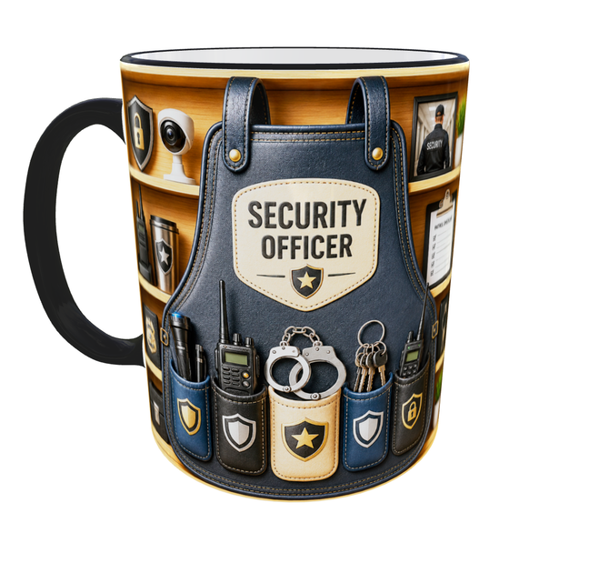 Кружка (чашка) з принтом "Security Officer" із серії Professional Organizer Collection – подарунок охоронцю, працівнику служби безпеки | Керамічна 330 мл(чорна ручка) - зображення 3