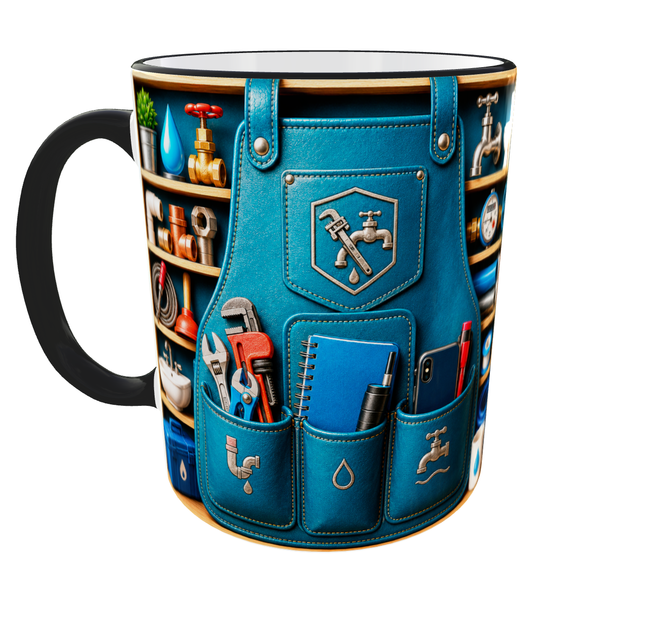 Кружка (чашка) з принтом "Plumber" із серії Professional Organizer Collection – подарунок сантехніку, майстру сантехнічних робіт | Керамічна 330 мл(чорна ручка) - зображення 3