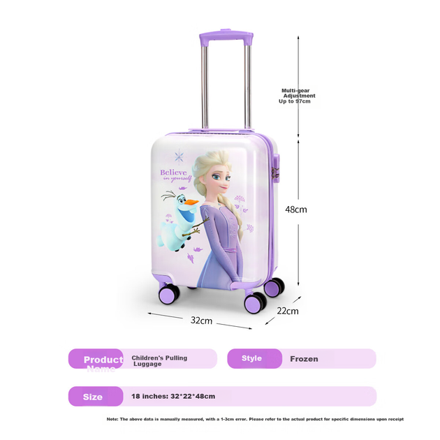 Детский чемодан Mesuca X Disney Frozen, 18 дюймов, с замком, дорожный чемодан для девочек, двусторонний мультяшный дизайн, ручная кладь. - Фото 5 Детский чемодан Mesuca X Disney Frozen, 18 дюймов, с замком, дорожный чемодан для девочек, двусторонний мультяшный дизайн, ручная кладь. - изображение 5