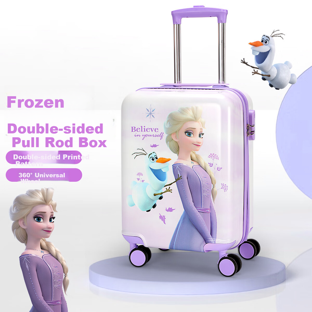 Детский чемодан Mesuca X Disney Frozen, 18 дюймов, с замком, дорожный чемодан для девочек, двусторонний мультяшный дизайн, ручная кладь. - Фото 9 Детский чемодан Mesuca X Disney Frozen, 18 дюймов, с замком, дорожный чемодан для девочек, двусторонний мультяшный дизайн, ручная кладь. - изображение 9