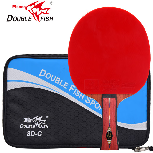 Ракетка DOUBLE FISH 8D-C для настольного тенниса, перо, с чехлом - Фото 4 Ракетка DOUBLE FISH 8D-C для настольного тенниса, перо, с чехлом - изображение 4