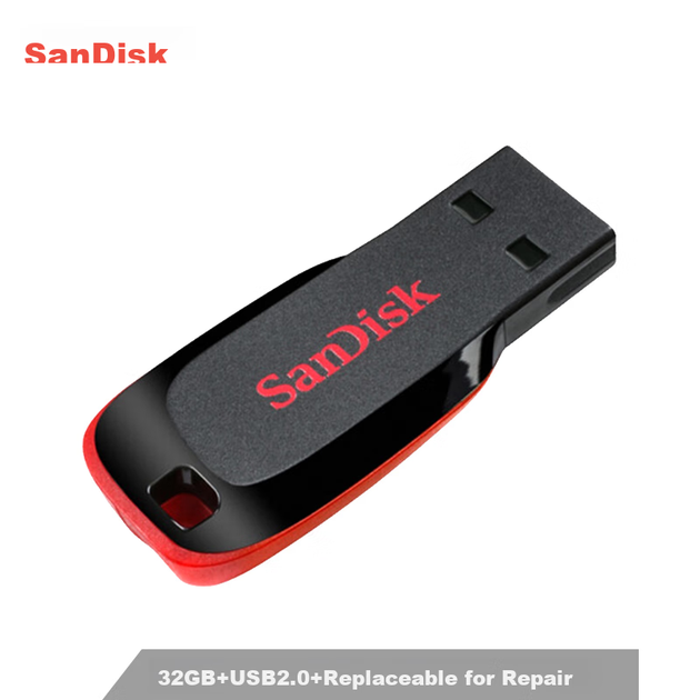 Флешка SanDisk 32ГБ USB 2.0 CZ50 Cool Blade черно-красная, с шифрованием - изображение 10
