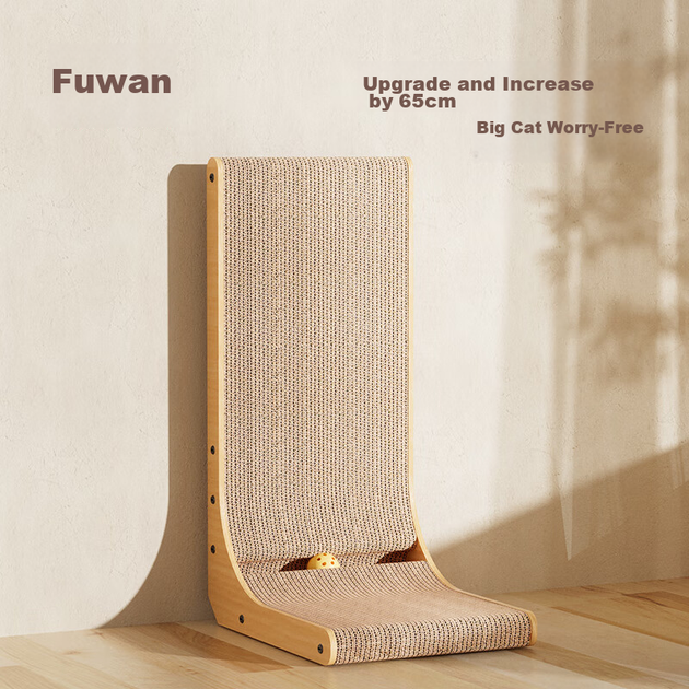 Когтеточка Fuwan L-подібна вертикальна з картону - Фото 4 Когтеточка Fuwan L-подібна вертикальна з картону - зображення 4