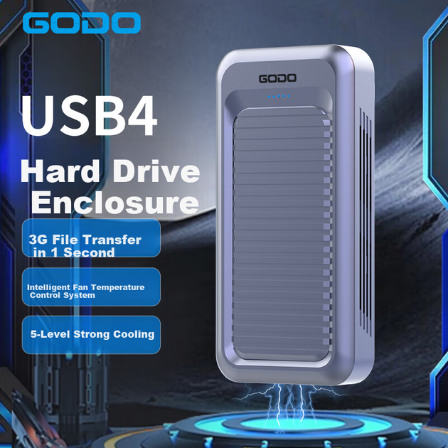 Корпус для SSD-накопителей GODO USB 4, внешний корпус для M.2, совместимость с NVMe, Thunderbolt 4/3/3.2/3.1/3.0, с вентилятором, 40 Гбит/с, подходит для ноутбуков, настольных компьютеров и смартфонов. - Фото 4 Корпус для SSD-накопителей GODO USB 4, внешний корпус для M.2, совместимость с NVMe, Thunderbolt 4/3/3.2/3.1/3.0, с вентилятором, 40 Гбит/с, подходит для ноутбуков, настольных компьютеров и смартфонов. - изображение 4