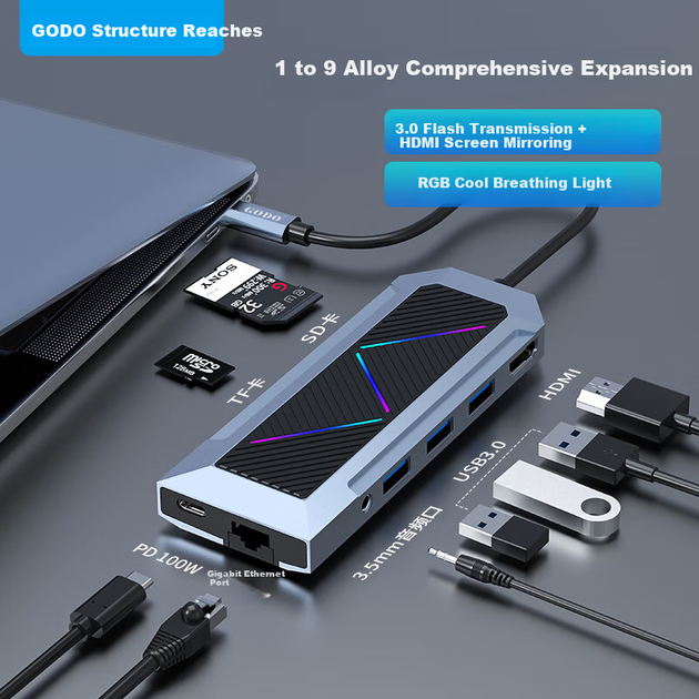 Док-станція GODO Type-C на HDMI, USB 3.0, Thunderbolt 4 - зображення 4