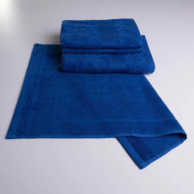 Набор банных махровых полотенец с Бордюром 4шт GM Textile 50х70см, 50х90см, 50х90см, 70х140см (Синий) - Фото 1 Набор банных махровых полотенец с Бордюром 4шт GM Textile 50х70см, 50х90см, 50х90см, 70х140см (Синий) - изображение 1