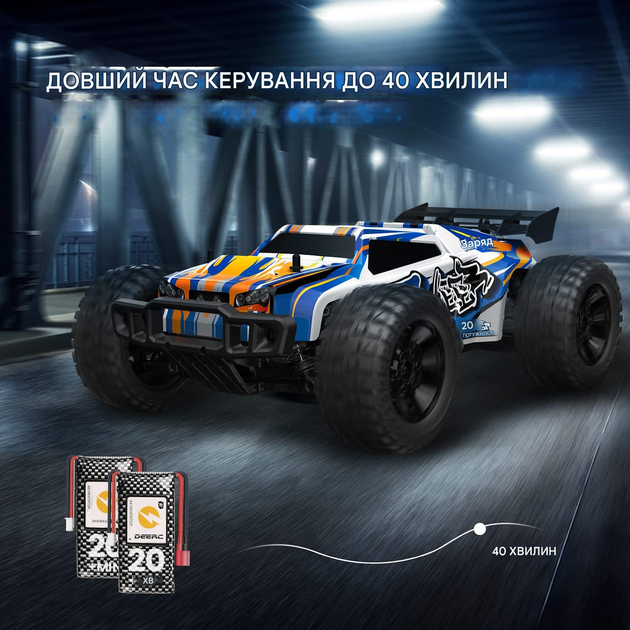 Високошвидкісний автомобіль на дистанційному управлінні зі світлодіодними вогнями, 48+ км/год Holyton 1:10 Б/У - изображение 6