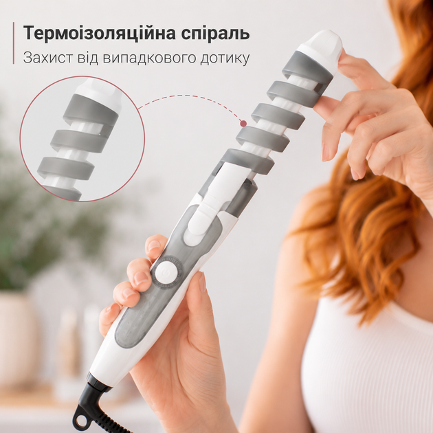 Плойка для завивки волосся InnovaGoods Spihair спіральна, керамічна, 35 Вт, 190 °C, діаметр 36 мм, для створення локонів - Фото 5 Плойка для завивки волосся InnovaGoods Spihair спіральна, керамічна, 35 Вт, 190 °C, діаметр 36 мм, для створення локонів - зображення 5