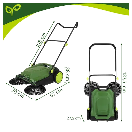 Подметальная машина 680 мм 24 л для уборки мусора 3 щетки черный GARDLOV LS-2186 - зображення 2