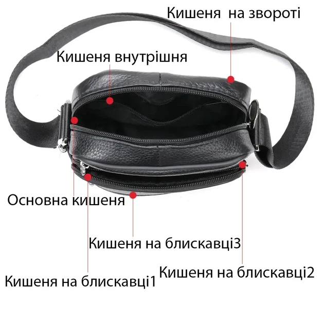 Сумка чоловіча через плече чорна - зображення 5