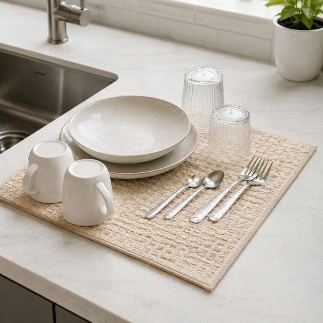 Коврик для сушки мокрой посуды Stenson R84153 "Однотон" 40x50 см Light Beige - изображение 3