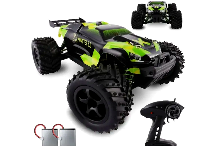 Машинка на радиоуправлении 45 кмч 4x4 для детей 2 аккумулятора OVERMAX черный - изображение 3