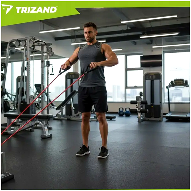 Набір гумок для вправ 5 шт. із ручками Trizand для фітнесу 4-30 кг - зображення 6