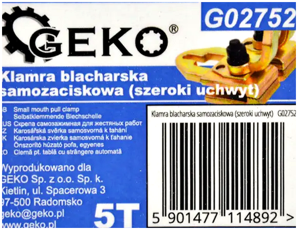 Двусторонний кузовной зажим 5 тонн 18x120 мм для правки металла GEKO - изображение 8