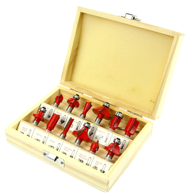 Набор фрез по дереву 12 шт с хвостовиком 6 мм для фрезерных станков Cramp Tools - изображение 2