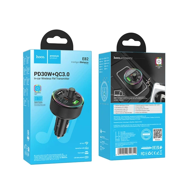 FM-модулятор HOCO E82 Guerrero 30W Quick Charge 3.0 Bluetooth черный - изображение 2