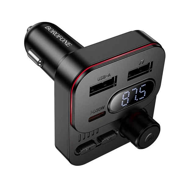 FM-трансмиттер BOROFONE BC61 45W 3 USB-порта Bluetooth 5.4 черный - изображение 3