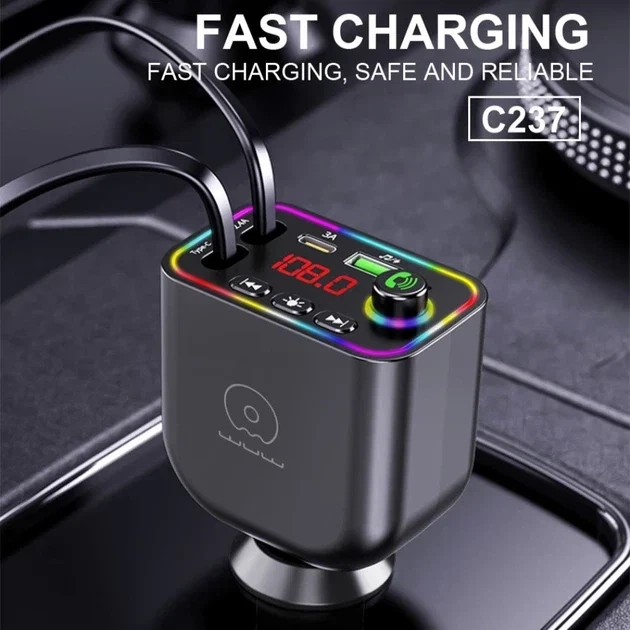 FM-модулятор WUW C237 25W Bluetooth с LED-дисплеем черный - Фото 6 FM-модулятор WUW C237 25W Bluetooth с LED-дисплеем черный - изображение 6