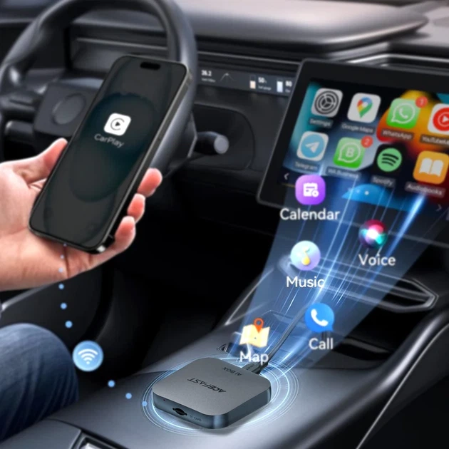Адаптер беспроводной ACEFAST QC2 для CarPlay и Android Auto Металлический серый 63,3х61х10,82 мм ABS - изображение 6