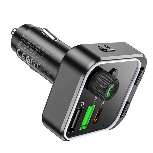 FM-модульатор Borofone BC53 Highway Bluetooth 5.0 38W 3 USB порта Чёрный - изображение 6