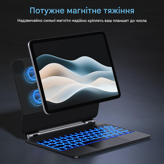 Чохол-клавіатура OMOTON Bluetooth з магнітним корпусом для iPad Pro 11 дюймів (M5/M4 2025/2024) - зображення 2