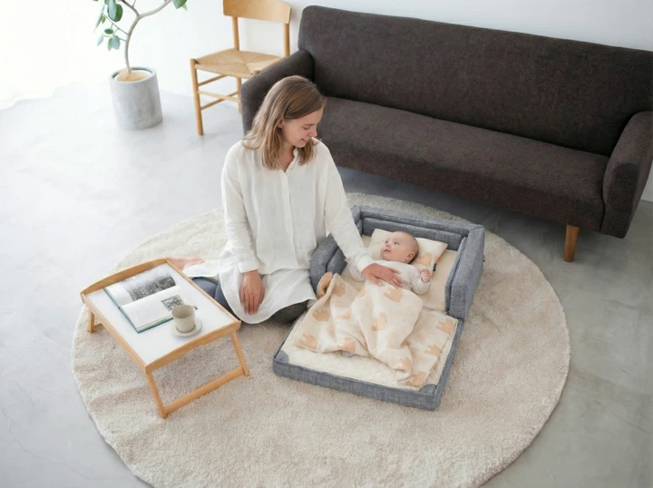 Дитяче ліжечко портативне Farska Compact Bed Free сіре - изображение 5