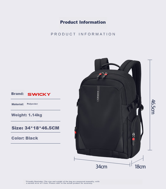 Рюкзак SWICKY противокражный для ноутбука 16", мужской - Фото 13 Рюкзак SWICKY противокражный для ноутбука 16", мужской - изображение 13