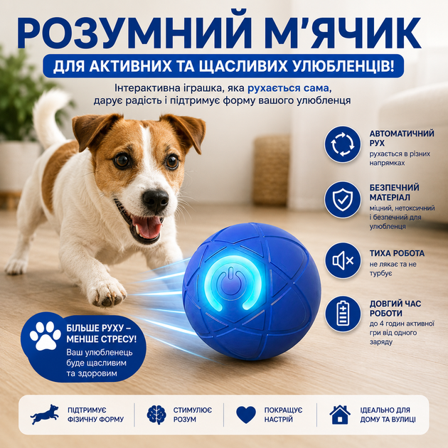 Інтерактивний стрибучий мʼяч Smart Bouncing Ball для собак і котів. - зображення 2